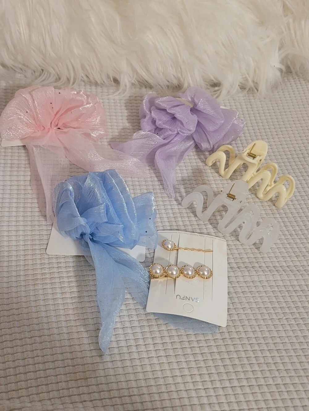 Kids Shimmery Bow Hair Clips - Pink, Lavender, Blue